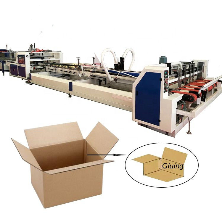 Electric Driven Carton Box Folding And Gluing Machine , Corrugated Box Gluing Machine